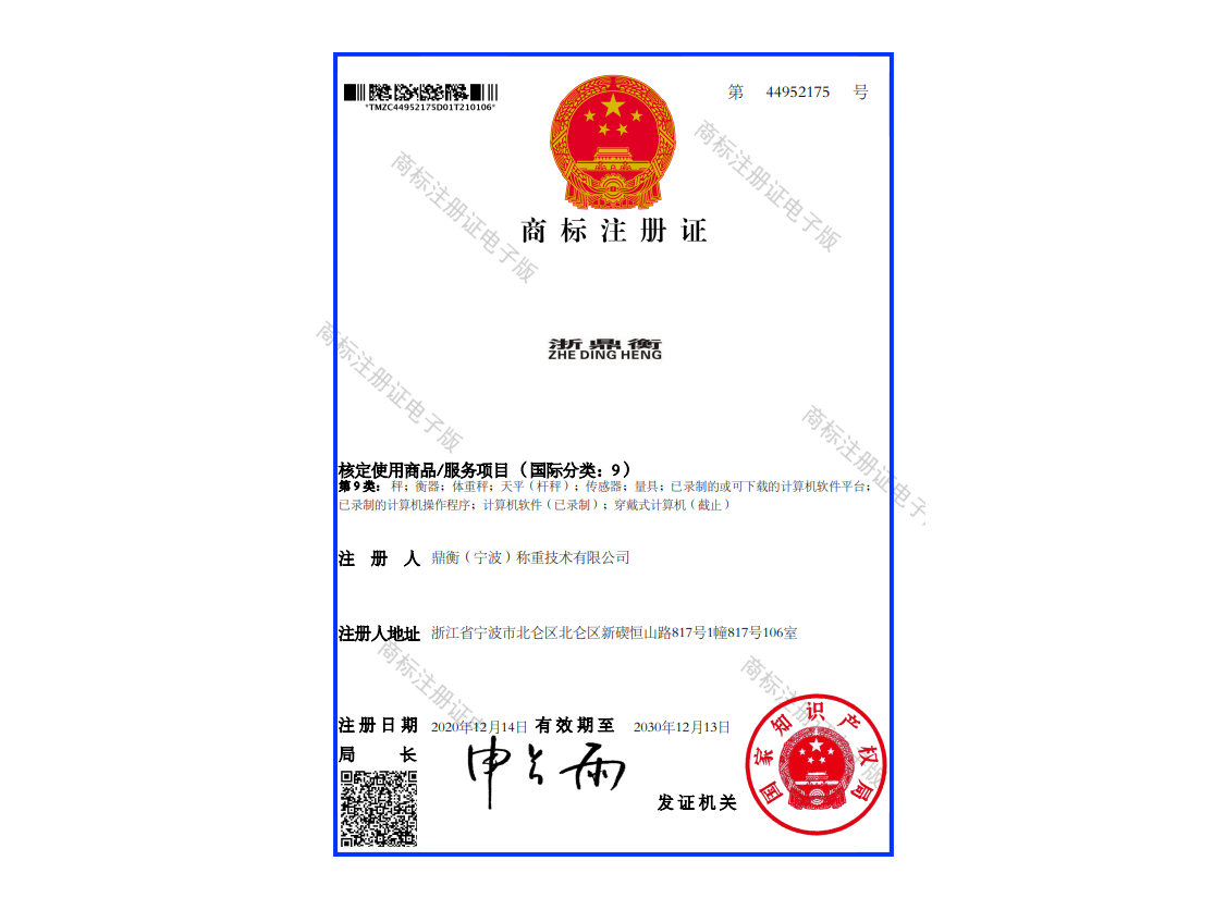 NBTMZC202532商標(biāo)注冊(cè)證